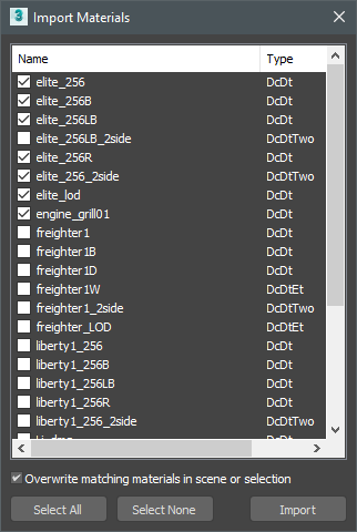 Import materials